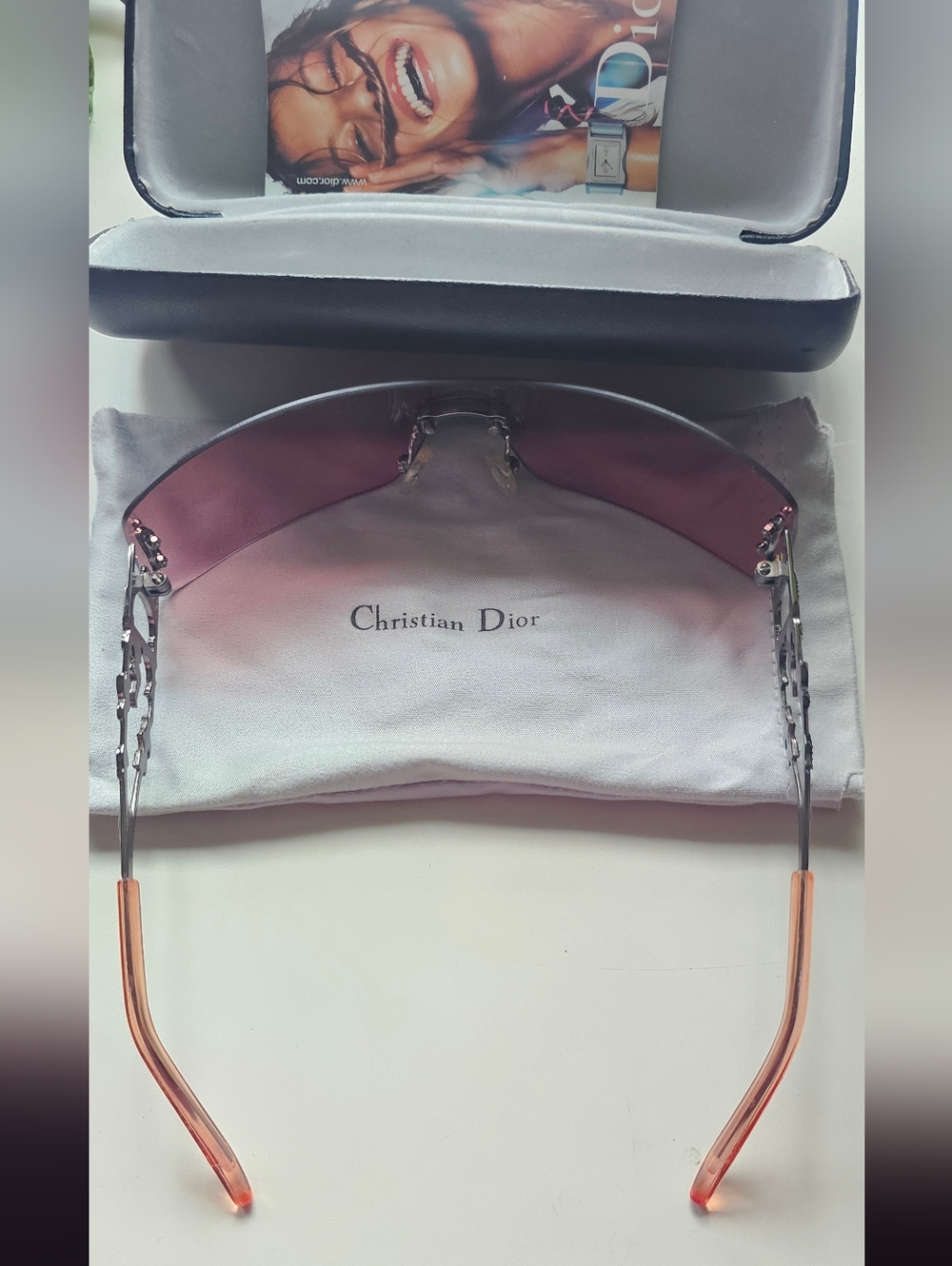 Vintage Christian Dior "Fire" sunglasses with case Pink - Picture 3 of 13